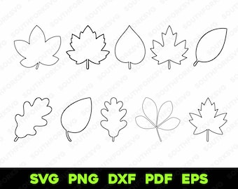 Leaf Leaves Outlines Bundle 1 | svg png dxf eps pdf | vector graphic design cut print laser engrave files digital download commercial use