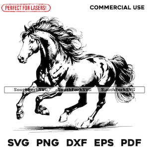 Pferd galoppierende Lasergravur-Dateien svg png dxf eps pdf Vektorgrafik Cut Print Dye sub digitale Dateien kommerzielle Nutzung