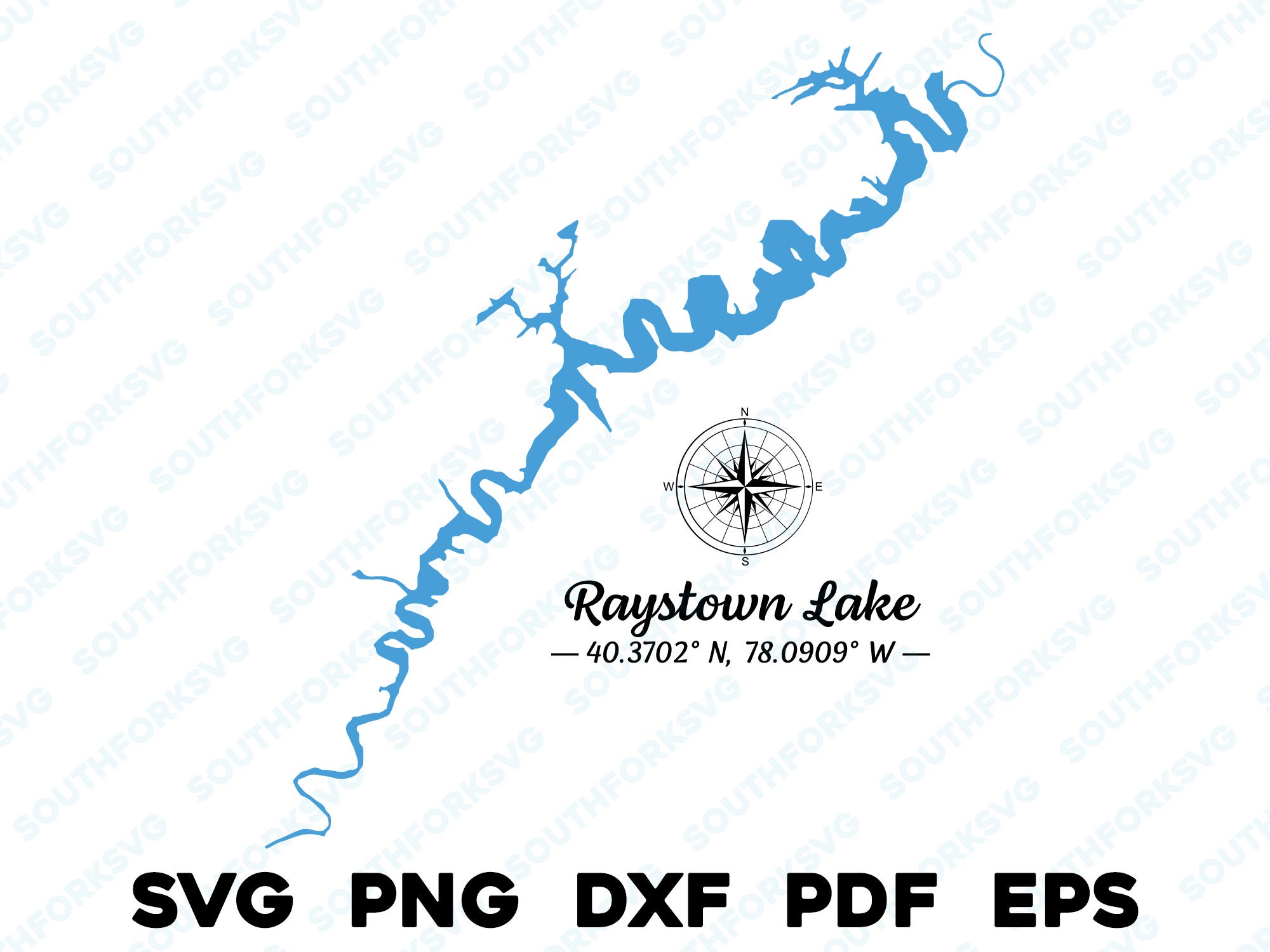 Raystown Lake Pennsylvania Map Shape Silhouette Svg Png Dxf Etsy