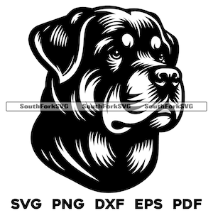 Rottweiler Hundekopf Design | svg png dxf eps pdf | Vektorgrafik Datei Laser Clip Art schneiden | sofortiger digitaler Download kommerzielle Nutzung