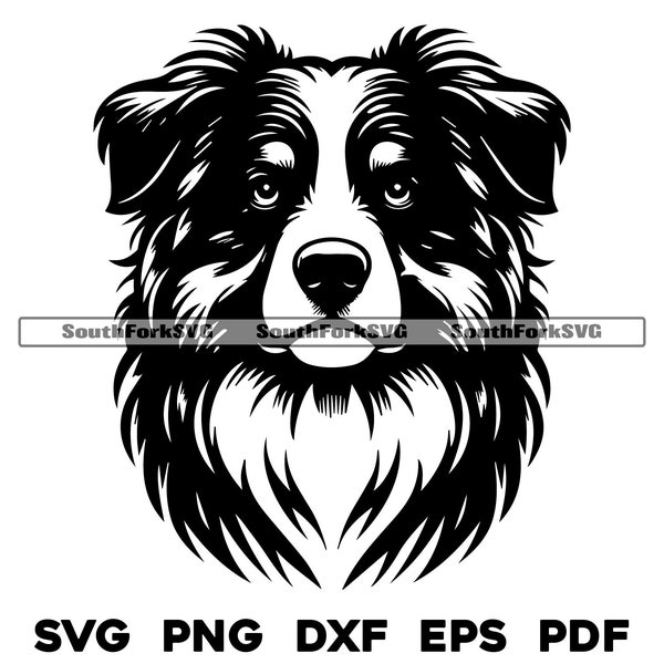 Australian Shepherd Dog Design | svg png dxf eps pdf | vector graphic cut file laser clip art | instant digital download commercial use