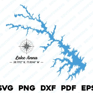 Lago Anna Virginia Mapa Forma Silueta svg png dxf pdf eps vector diseño gráfico corte grabado archivo láser imagen barco lago casa