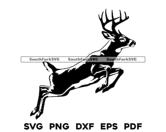 White Tailed Deer Jumping Design svg png dxf eps pdf laser cnc vinyl cut print dye sub files vector instant digital download commercial use