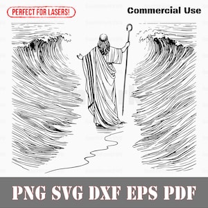 Moisés separando el Mar Rojo Archivos de grabado láser svg png dxf eps pdf diseño gráfico vectorial corte tinte de impresión sub cnc uso comercial digital