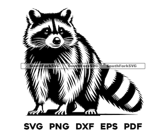 Design de guaxinim svg png dxf eps pdf | design de gráficos vetoriais corte impressão sublimação de tinta gravação a laser arquivos digitais uso comercial