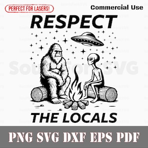 Respetar a los lugareños Alien Bigfoot svg png dxf pdf eps / diseño gráfico vectorial corte impresión tinte sub láser grabar archivos digitales uso comercial