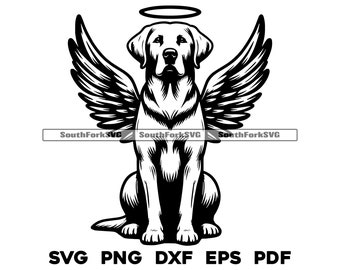 Labrador Retriever Angel Wings With Halo svg png dxf eps pdf vector graphic cut file laser clip art instant digital download commercial use