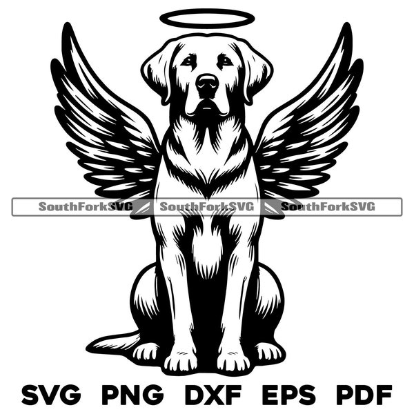 Labrador Retriever Angel Wings With Halo svg png dxf eps pdf vector graphic cut file laser clip art instant digital download commercial use