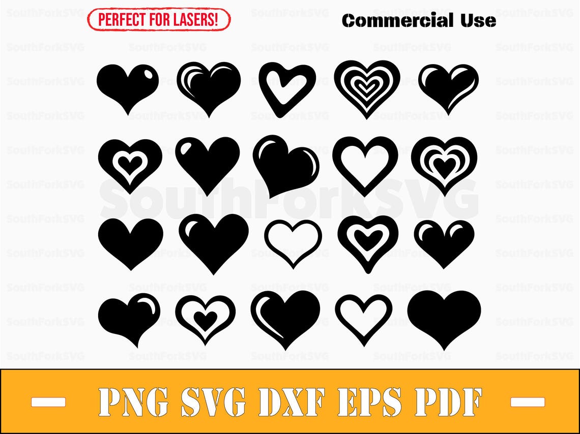 Simple Hearts Design Bundle Svg Png Dxf Eps Pdf | Vector Graphic Cut ...