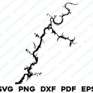 Chickamauga Lake Tennessee Map Form Silhouette svg png dxf pdf eps Vektorgrafik Schnitt Gravur Laser-Datei Bild Boot See Haus