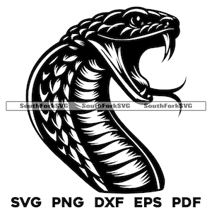 Sissende cobra-slangenkop ontwerp 2 | svg png dxf eps pdf | vectorafbeelding snijbestand laserclipart | direct digitaal downloaden voor commercieel gebruik