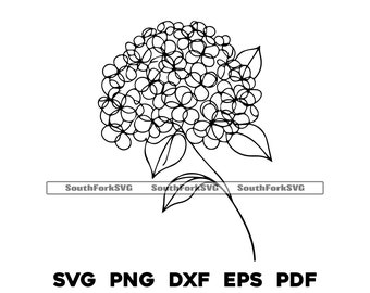 Hydrangea Svg Bundle Line Drawing Hydrangea Flower Wreath Svg Frame ...