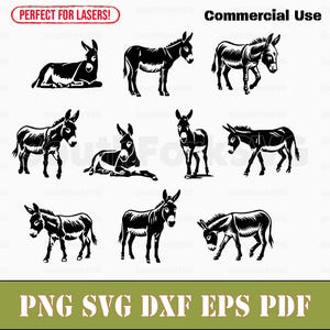 Eenvoudige ezel bundel svg png dxf eps pdf | transparant vector grafisch ontwerp gesneden print kleurstof sub laser graveerbestanden commercieel gebruik