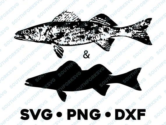 Walleye Fish SVG PNG DXF Bass Striper Striped Walleye Perch vector  transparent cameo silhouette cut file fishing outdoors animal