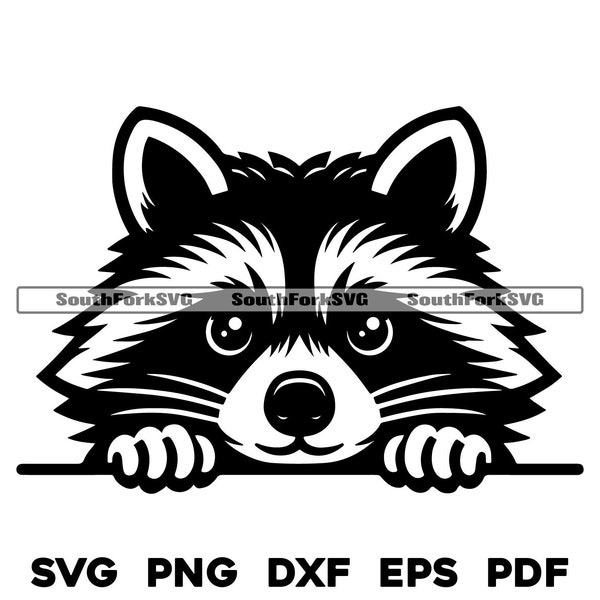 Peeking Raccoon Head Design | svg png dxf eps pdf | vector graphics design cut print dye sub laser engrave digital files commercial use