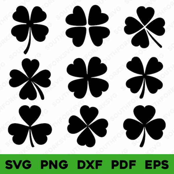 Four 4 Leaf Clover Shamrock Silhouettes Bundle 1 | svg png dxf eps pdf | vector graphic design cut print dye sub laser engrave digital files