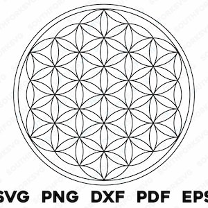 Flor de la vida 1 svg png dxf eps pdf / diseño gráfico corte impresión láser grabar archivos / descarga digital instantánea uso comercial