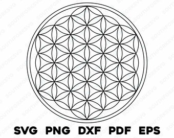 Flor de la vida 1 svg png dxf eps pdf / diseño gráfico corte impresión láser grabar archivos / descarga digital instantánea uso comercial