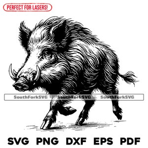 Wild zwijn lasergraveren bestanden svg png dxf eps pdf vector grafisch ontwerp knippen print dye sub digitale bestanden commercieel gebruik