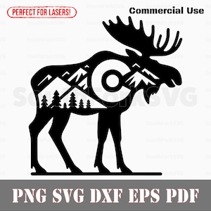Colorado Moose Silhouette | svg png dxf eps pdf | vector graphic cut file laser clip art | instant digital download commercial use