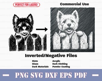 Inverted West Highland White Terrier Westie Peeking svg png dxf eps pdf | vector graphic print laser engrave etch download commercial use