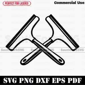 Op de afbeelding: Zwart-wit afbeelding van twee gekruiste raamtrekkers. De afbeelding bevat de tekst "Commercial Use" en "SVG PNG DXF EPS PDF". De tekst "Perfect for Lasers!" is ook aanwezig.