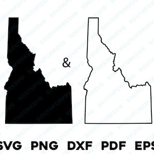 Siluetas y contornos del estado de Idaho svg png dxf pdf eps diseño gráfico vectorial corte grabado láser archivo imagen formas mapa América