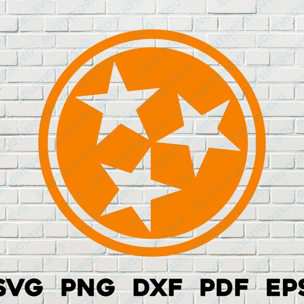 Orange Tennessee Tri-Star svg png dxf eps pdf layered by color vector graphic design digital file U.S. 50 Flags USA America United States