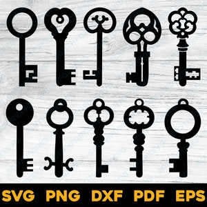 Vintage antieke sleutelsbundel 1 | svg png dxf eps pdf | vector grafisch ontwerp gesneden print kleurstof sub laser graveren bestanden commercieel gebruik