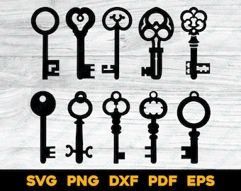Vintage Antique Keys Bundle 1 | svg png dxf eps pdf | vector graphic design cut print dye sub laser engrave files commericial use