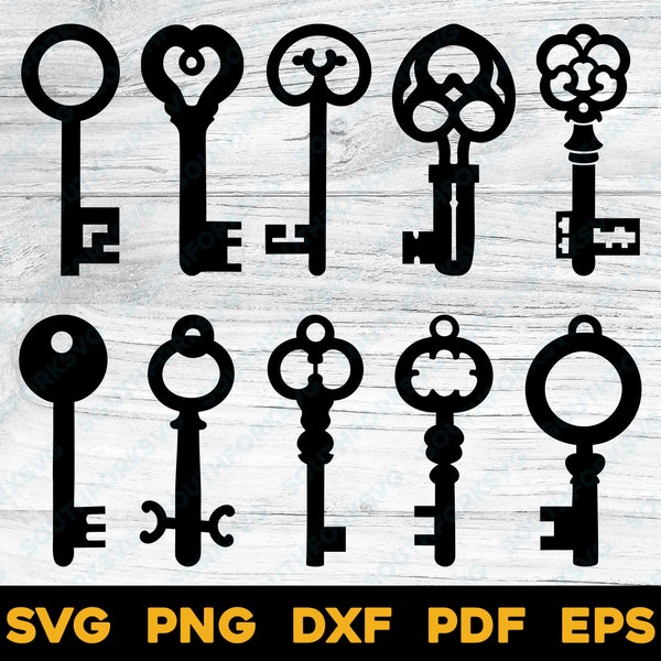 Vintage Antique Keys Bundle 1 | svg png dxf eps pdf | vector graphic design cut print dye sub laser engrave files commericial use