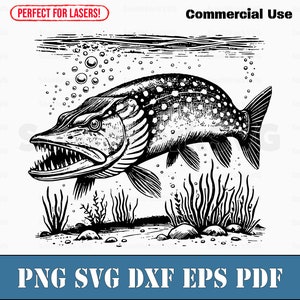 Snoek scène svg png dxf eps pdf | transparant vector grafisch ontwerp gesneden print kleurstof sub laser graveerbestanden commercieel gebruik