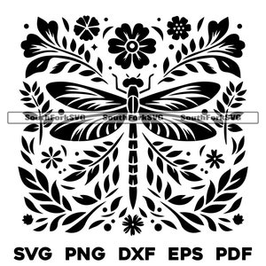 Libel bloemmotief svg png dxf eps pdf | lasergraveren gesneden print vector grafische illustraties | direct digitaal downloaden voor commercieel gebruik