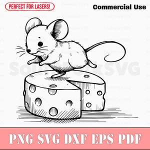 Ratón con archivos de grabado láser de queso svg png dxf eps pdf / corte gráfico impresión tinte sub láser cnc archivos uso comercial