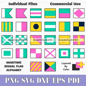 Alphabet rose des drapeaux de signalisation maritime sur le thème svg png dxf eps pdf | Conception de téléchargement numérique impression découpée sous-fichiers colorant usage commercial