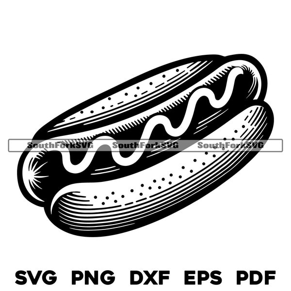 Hot Dog | svg png dxf pdf eps | Cut File Clip Art Vector Graphic | Drive Thru Diner Fast Food Date Cute Burger Cook Out Icon