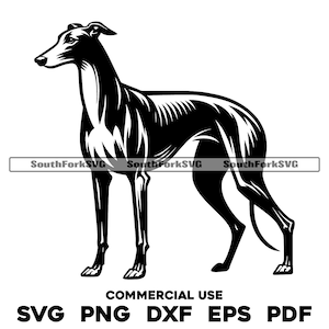 Conception debout de chien de lévrier | svg png dxf eps pdf | graphique vectoriel découpé fichier laser clip art | Téléchargement numérique instantané, utilisation commerciale