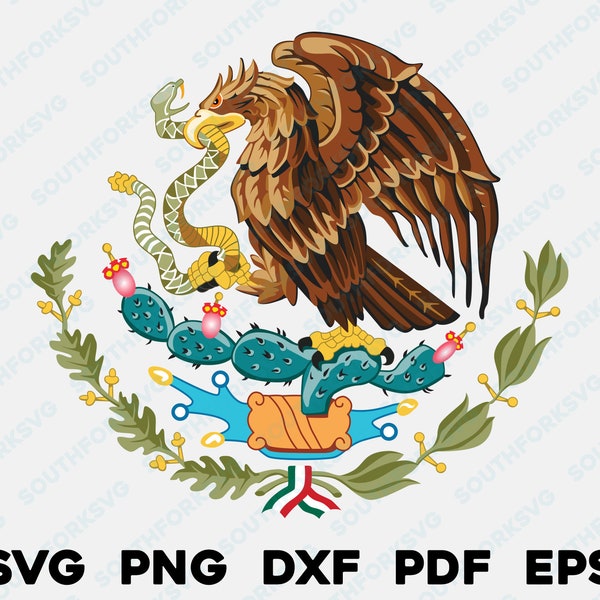 Mexico Coat of Arms Color svg png dxf eps pdf transparent vector graphic design digital print file clipart dye sub image