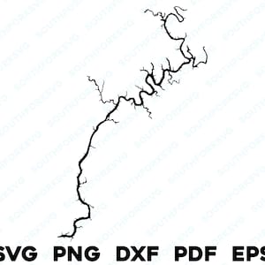 Bankhead Lake Alabama kaart vorm silhouet svg png dxf pdf eps vector grafisch ontwerp gesneden gravure laserbestand afbeelding boot meer