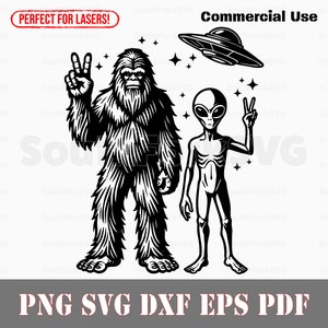 Bigfoot & Alien Peace Signs svg png dxf pdf eps / diseño gráfico vectorial corte impresión tinte sub láser grabar archivos digitales uso comercial