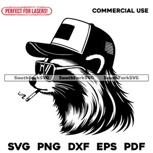 Cappello da camionista Raccoon Mullet svg png dxf eps pdf / grafica vettoriale design taglio stampa dye sub laser incisione cnc file digitali uso commerciale