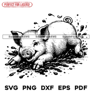 Porcelet dans la boue fichiers de gravure laser svg png dxf eps pdf conception graphique vectorielle coupe impression sous fichiers numériques usage commercial