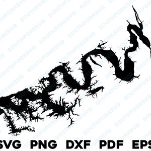 Douglas Lake Tennessee mappa forma sagoma svg png dxf pdf eps disegno grafico vettoriale taglio incisione laser file immagine barca casa sul lago