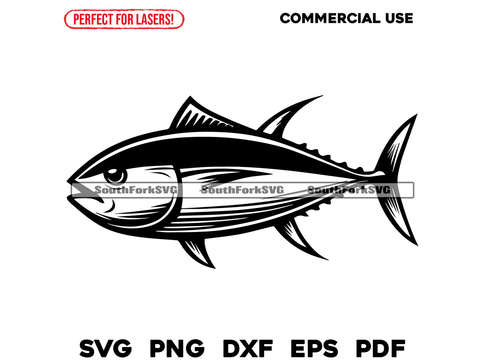 Simple Tuna Design Tuna Fish Design Svg Png Dxf Eps Pdf | Laser Engrave Cut Print Files ...