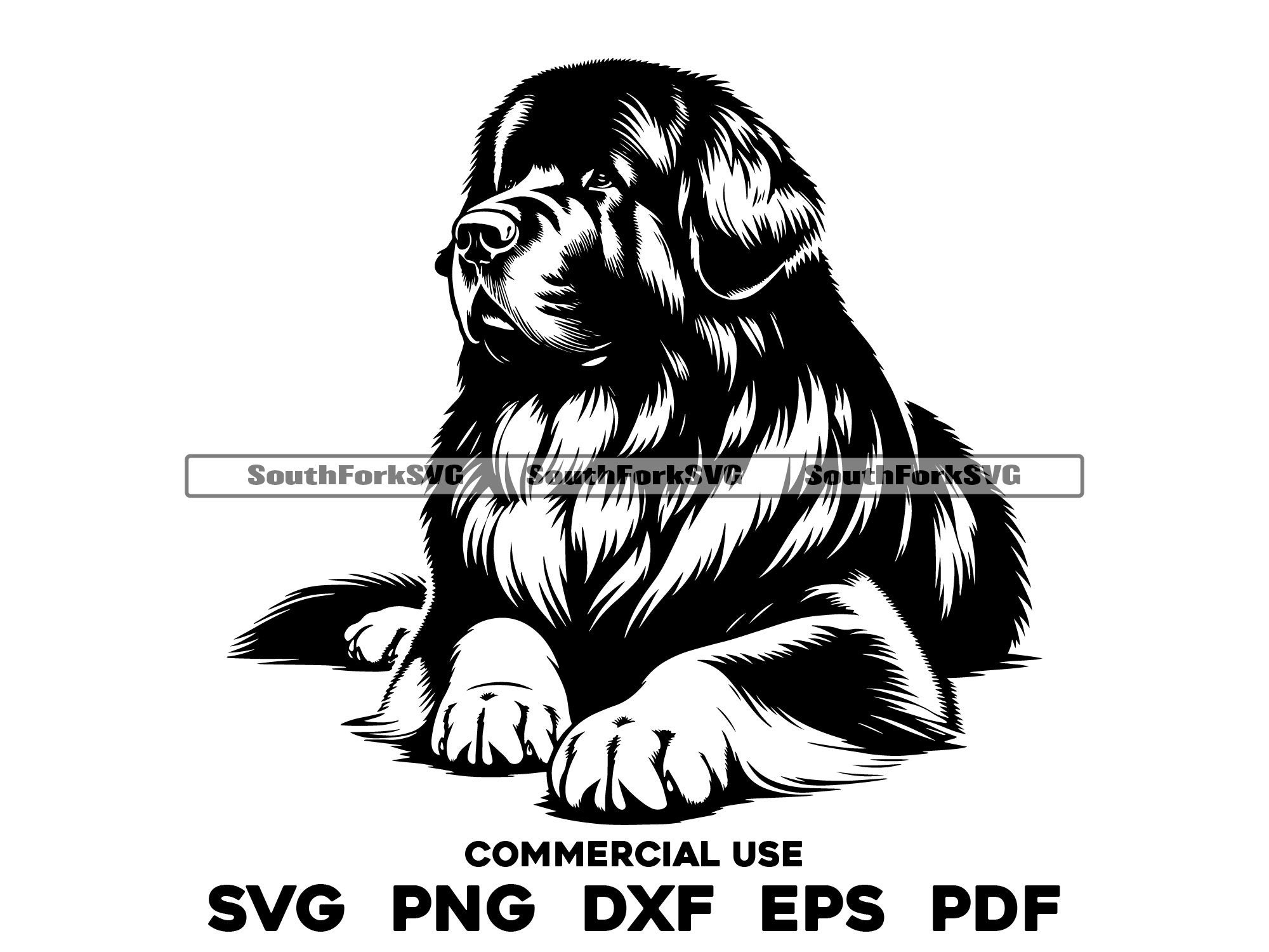 Newfoundland Dog Laying Crossed Paws Design | svg png dxf eps pdf | vector graphic cut file laser clip art | digital download commercial use