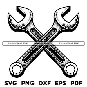 Crossed Wrenches 1 | svg png dxf eps pdf | vector graphic cut file laser clip art | instant digital download commercial use