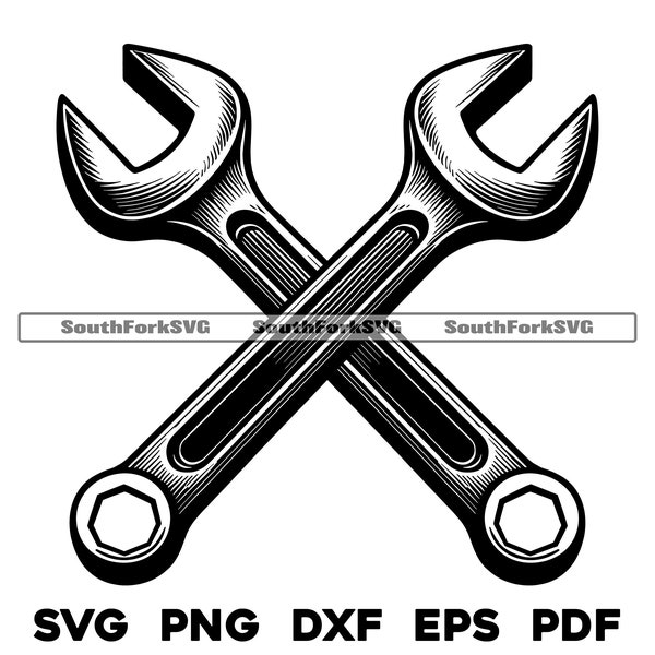 Crossed Wrenches 1 | svg png dxf eps pdf | vector graphic cut file laser clip art | instant digital download commercial use