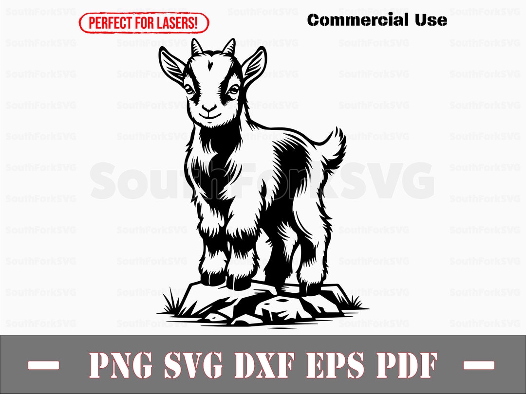 Standing On Rocks Vector Goat Standing on Rocks Svg Png Dxf Eps Pdf Laser Engrave Cut Print File ...