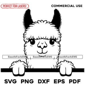Peeking Alpaca Design | svg png dxf eps pdf | vector graphic cut file laser clip art | instant digital download commercial use