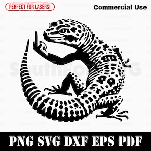 Leopard Gecko Middle Finger svg png dxf eps pdf | vector graphic cut file laser clip art | instant digital download commercial use
